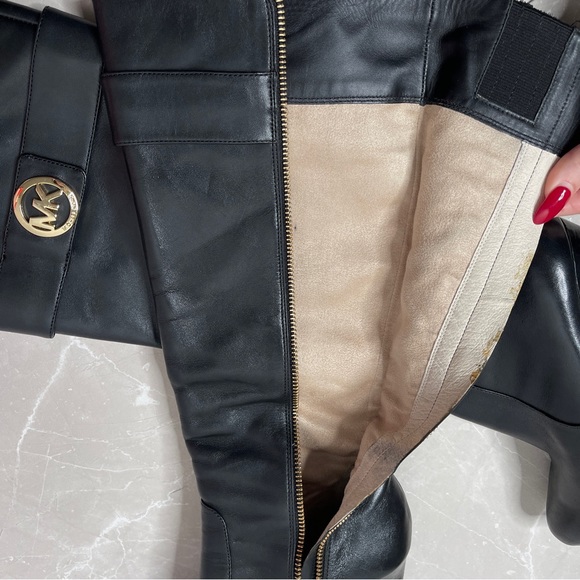 Michael Kors Black Leather Caroline Tall Boots With Box - Picture 14 of 16